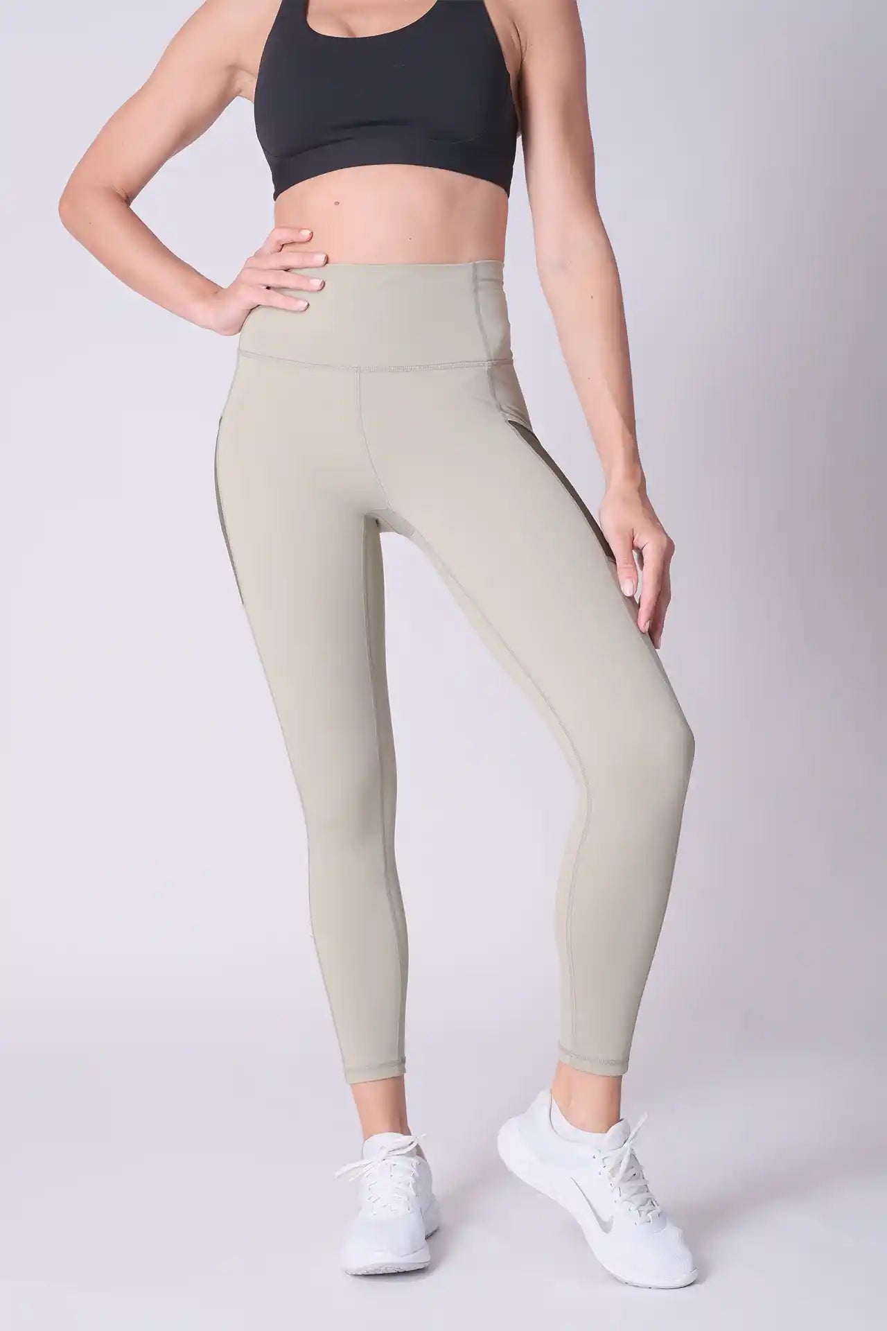 SPWL0001 - Women's Meshed Side Pocket Leggings 25" - Sage