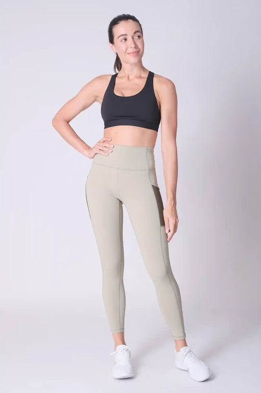 SPWL0001 - Women's Meshed Side Pocket Leggings 25" - Sage