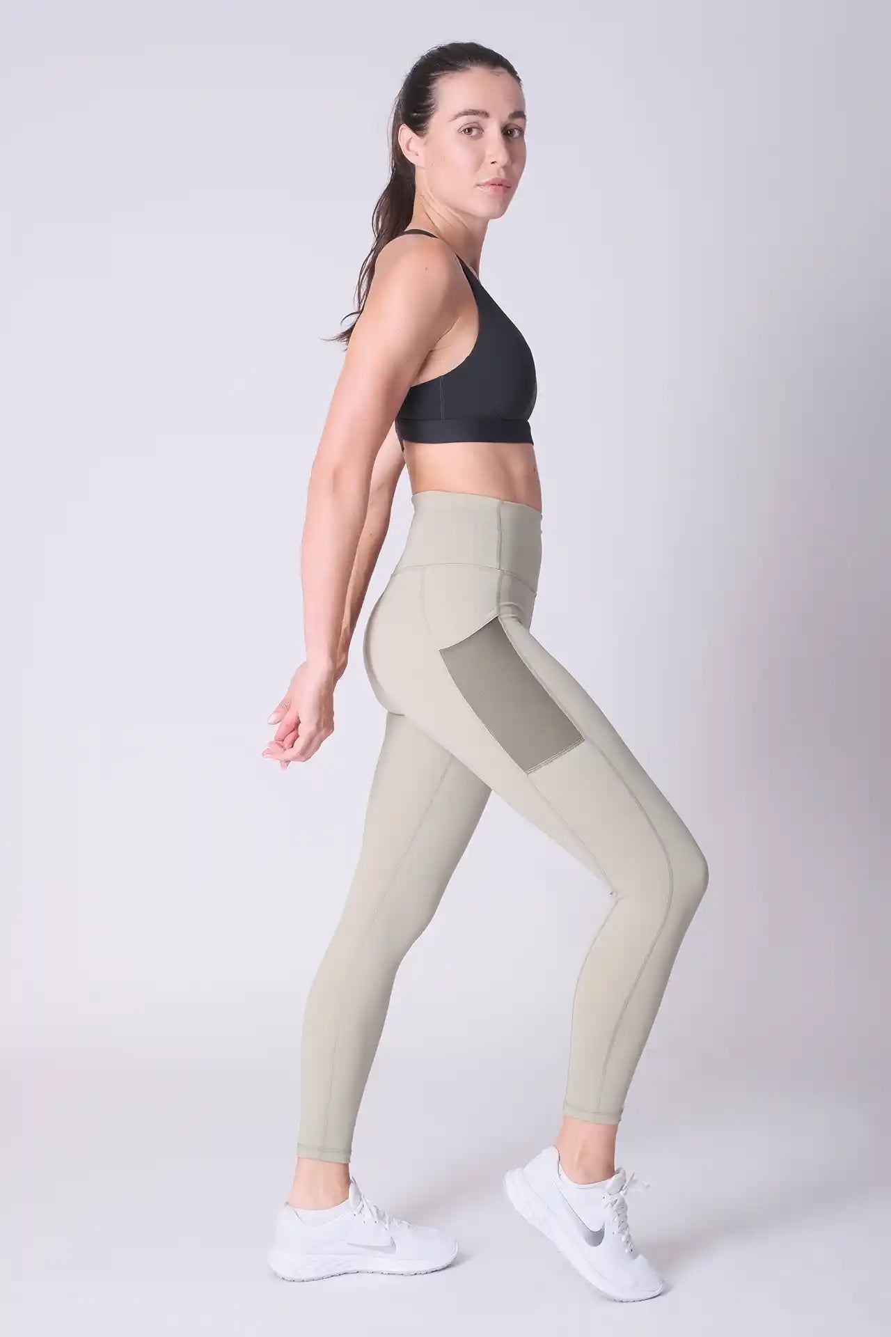 SPWL0001 - Women's Meshed Side Pocket Leggings 25" - Sage