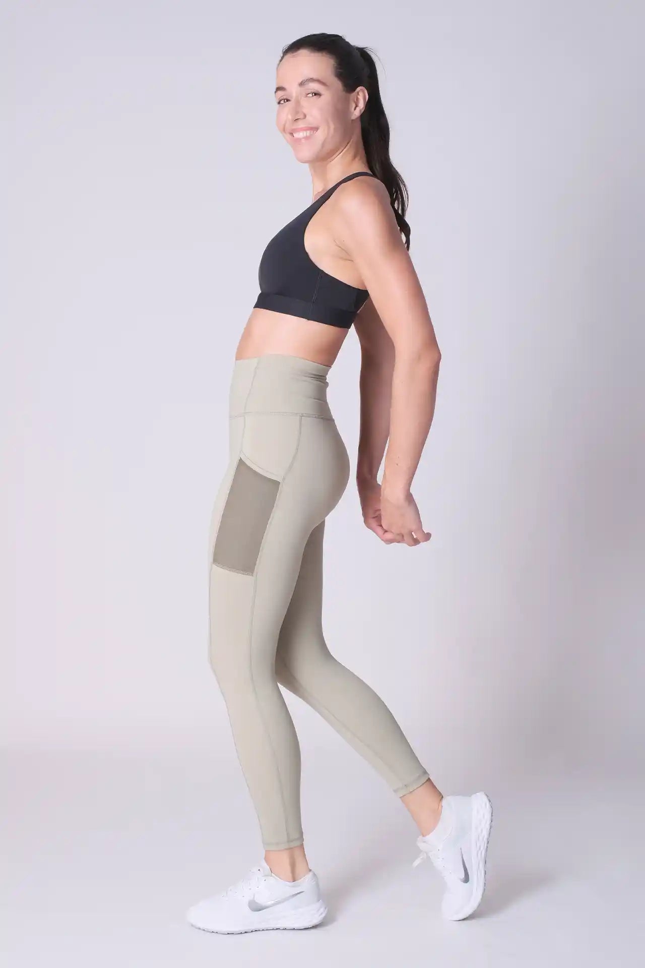 SPWL0001 - Women's Meshed Side Pocket Leggings 25" - Sage