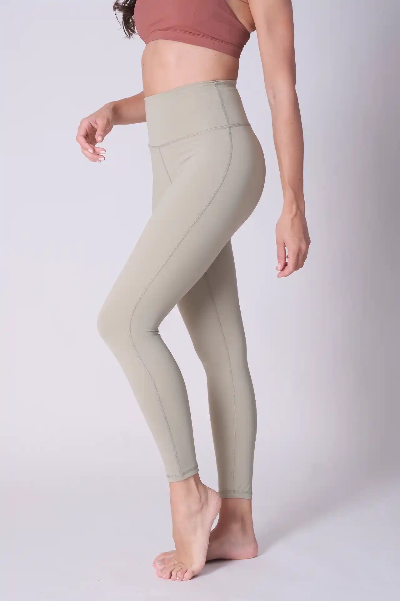 SPWL0002 - Women's Basic High Waisted Leggings 25" - Sage