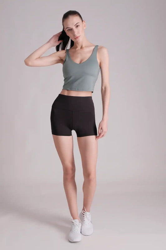 SPWL0003 - Women's Ultra 4-way Stretch Interlock Performance Short Leggings 3" - Black