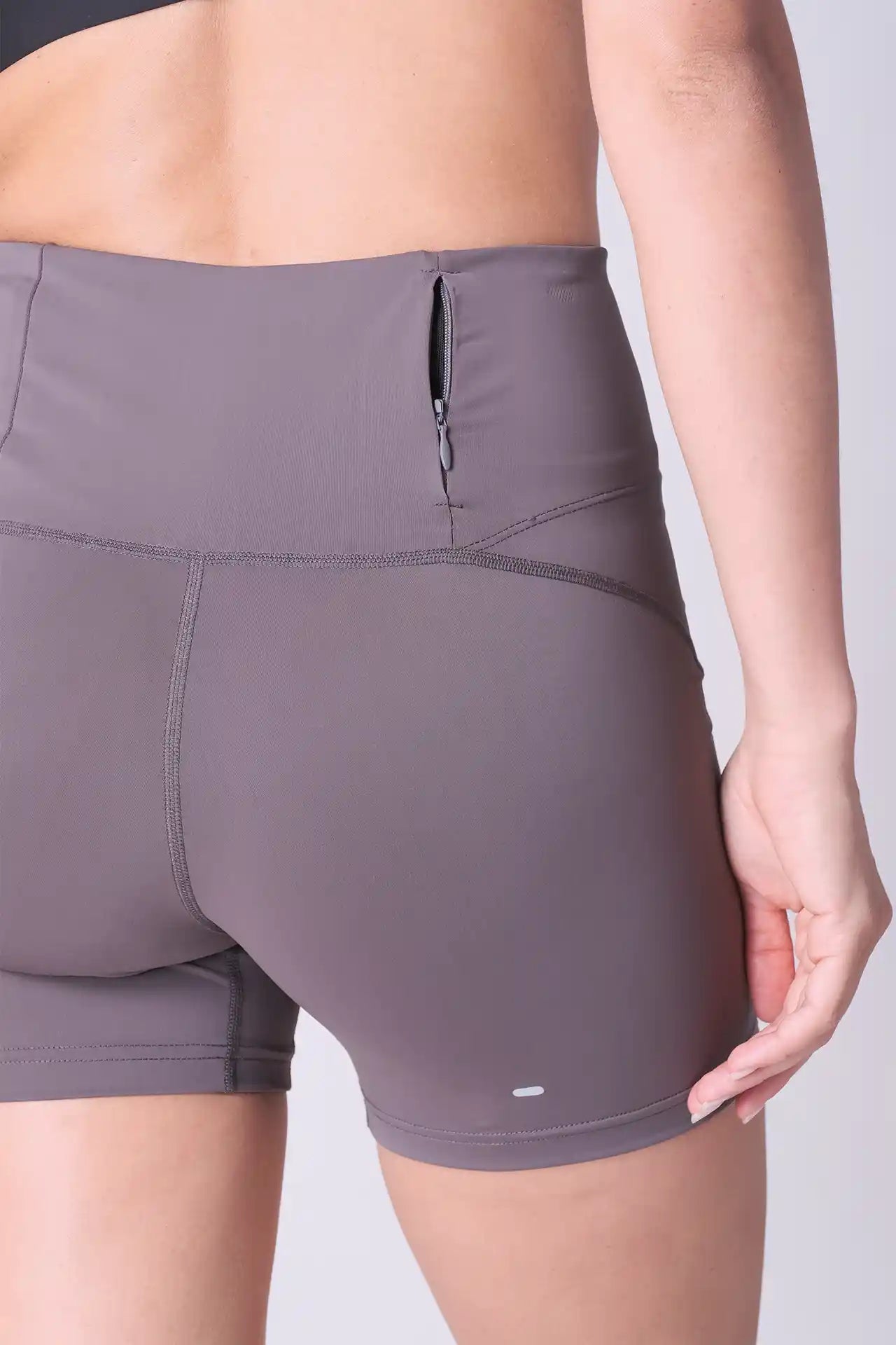 SPWL0004 - Women's Back Zip Pocket Running Short Leggings 5" - Grey