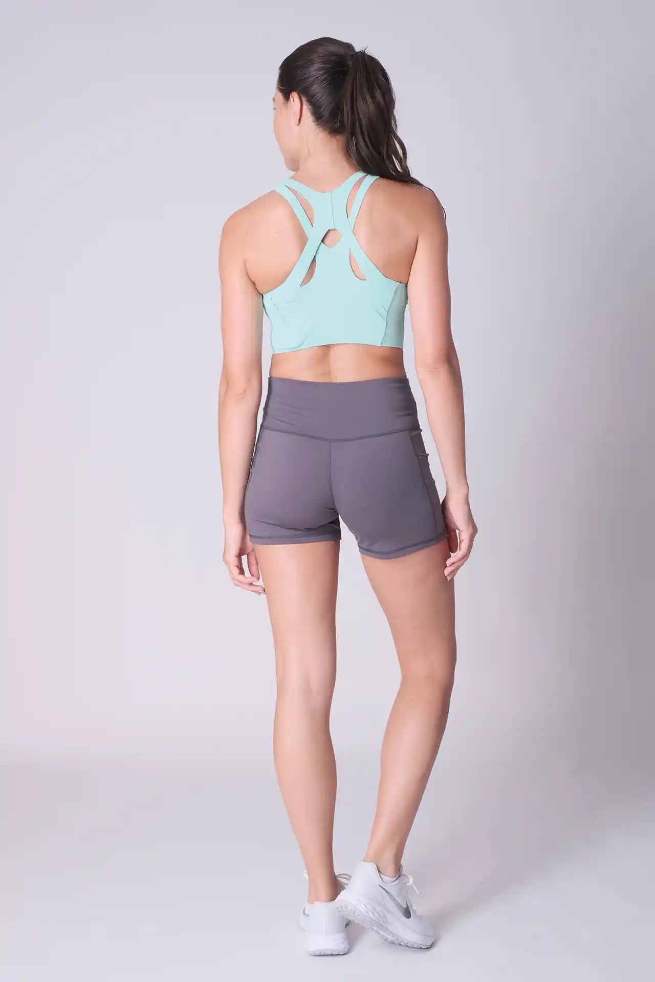 SPWL0005 - Women's High Rise Side Pocket Short Legging 5" - Mid Grey