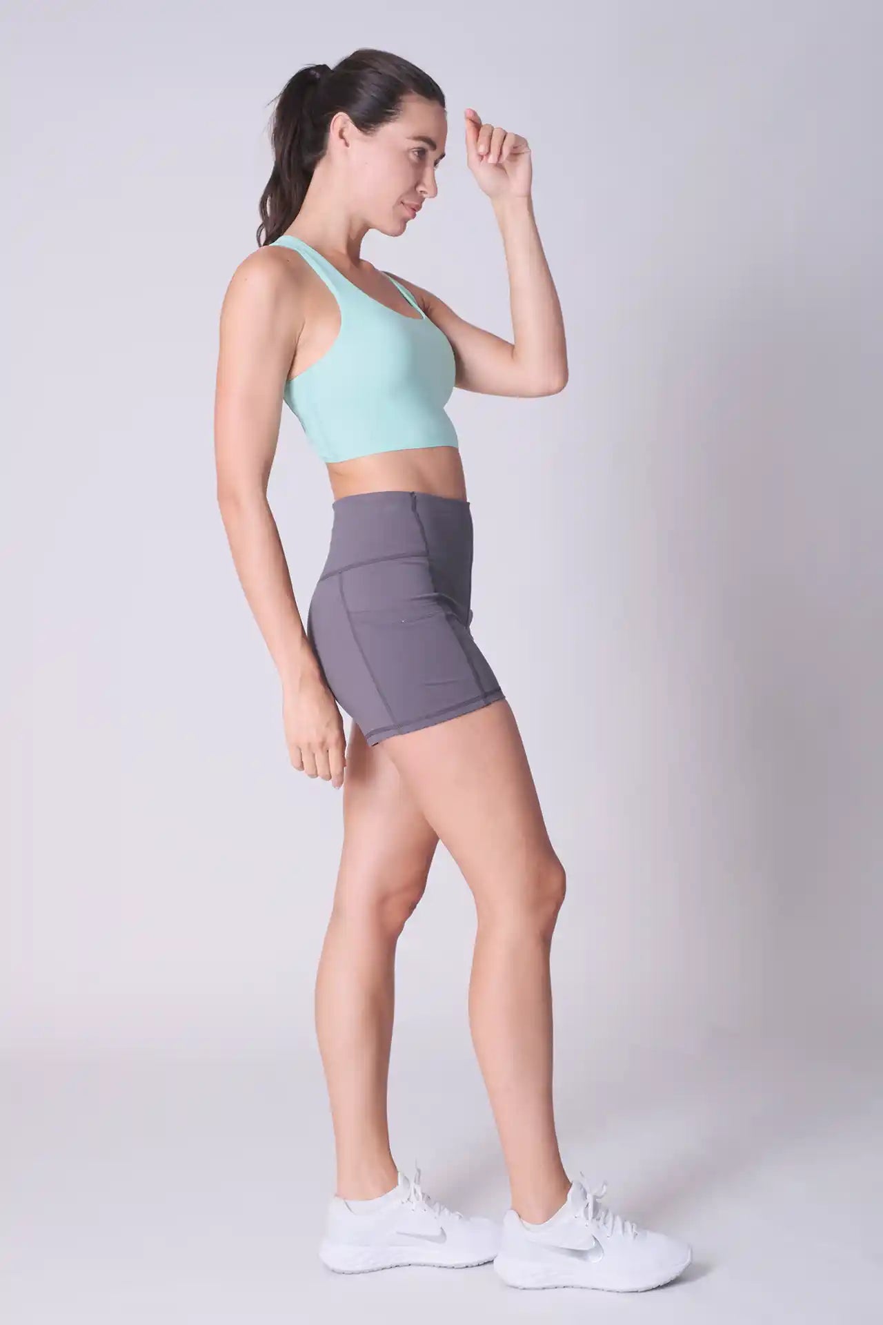 SPWL0005 - Women's High Rise Side Pocket Short Legging 5" - Mid Grey