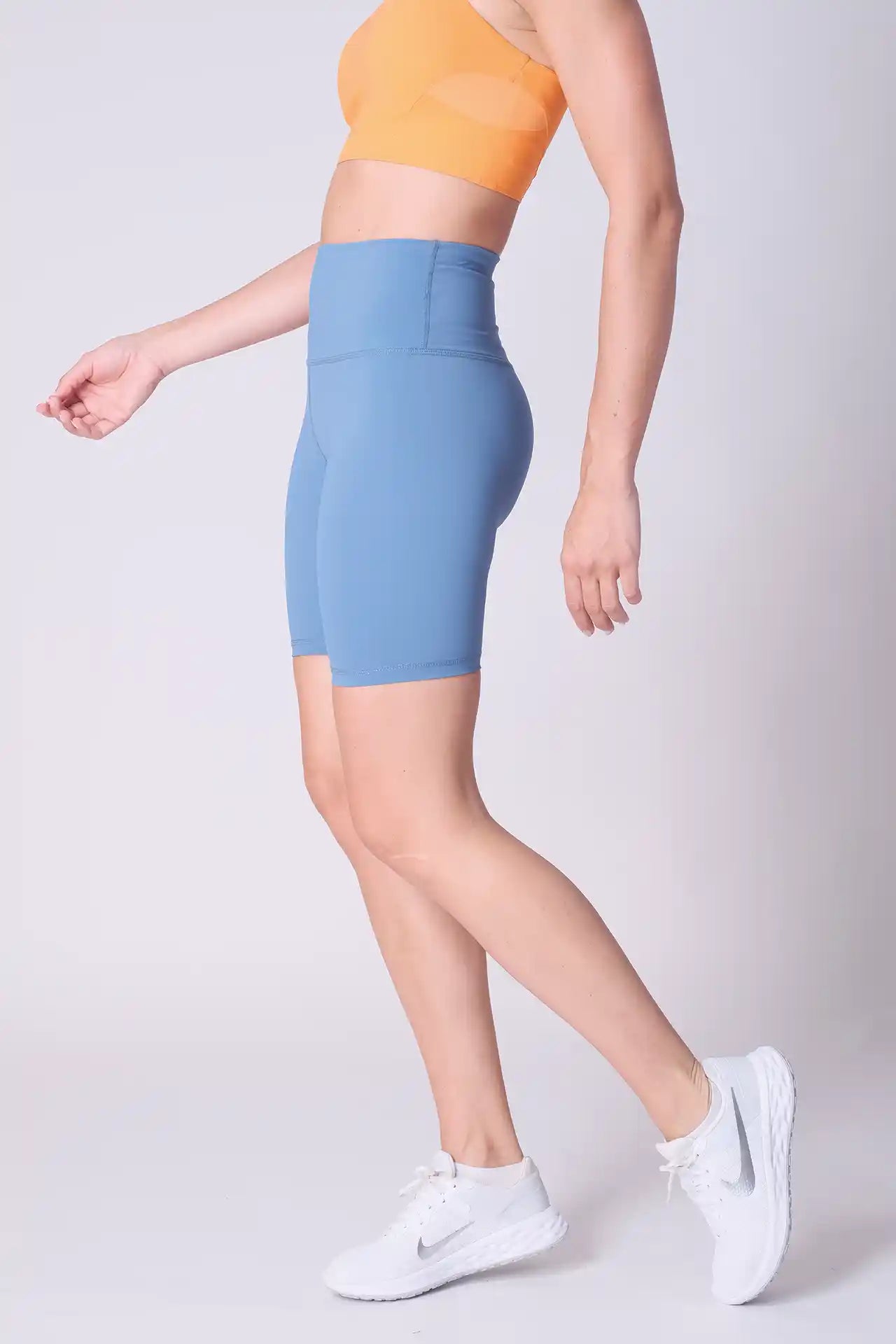 SPWL0006 - Women's Basic High Waisted Short Leggings 8" - Ocean