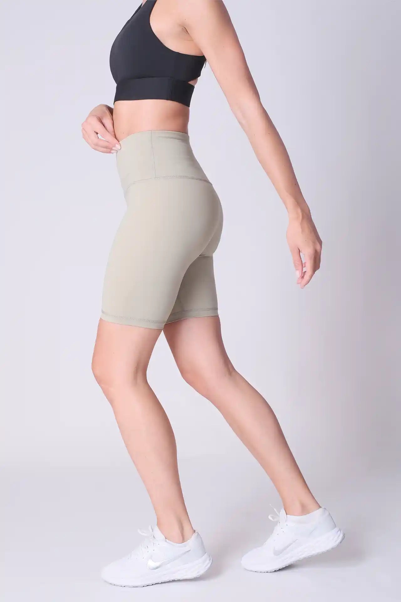 SPWL0006 - Women's Basic High Waisted Short Leggings 8" - Sage