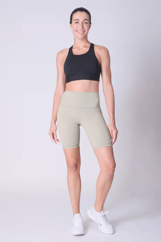 SPWL0006 - Women's Basic High Waisted Short Leggings 8" - Sage