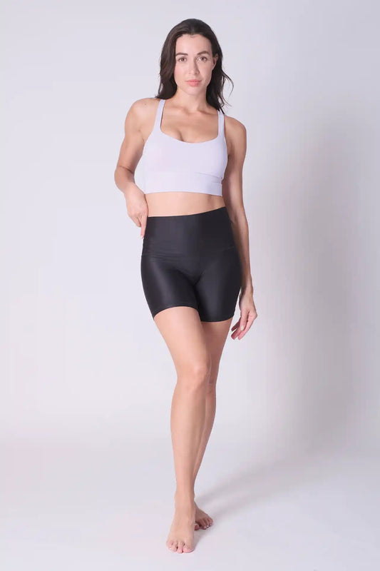 SPWL0007 - Women's Super High Waisted Short Leggings 6" - Black