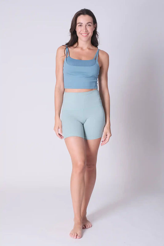 SPWL0007 - Women's Super High Waisted Short Leggings 6" - Sage