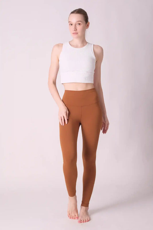 SPWL0012 - Women's Ultra 4-way Stretch Interlock Ankle Length Yoga Leggings 25" - Oak