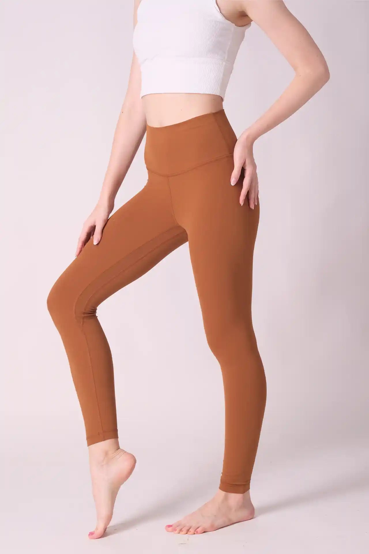 SPWL0012 - Women's Ultra 4-way Stretch Interlock Ankle Length Yoga Leggings 25" - Oak