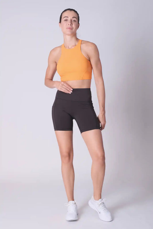 SPWL0017 - Women's Side Pocket Short Leggings 6"- Black