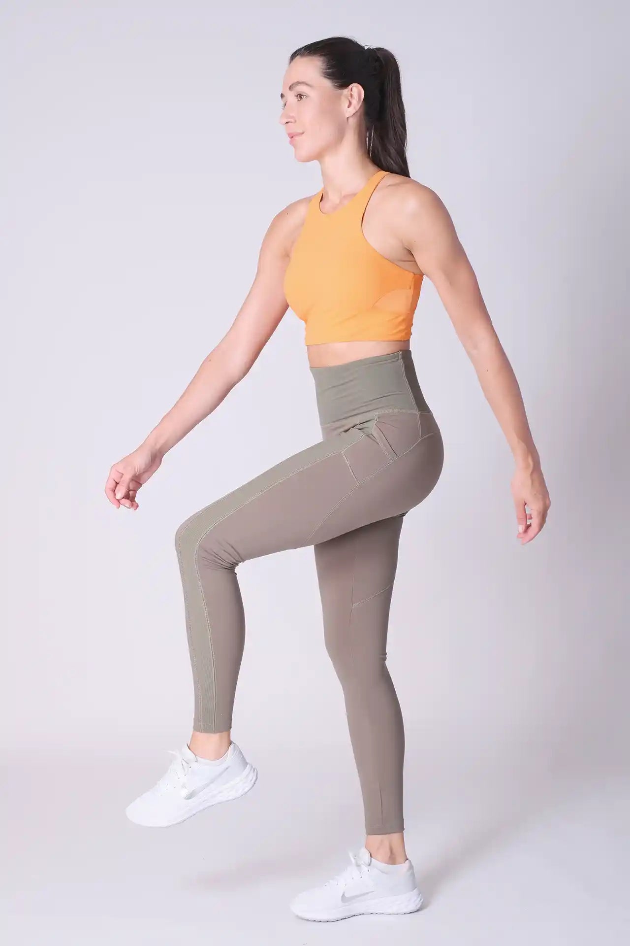 SPWL0022 - Women's Side Ribbed Leggings 29" - Army