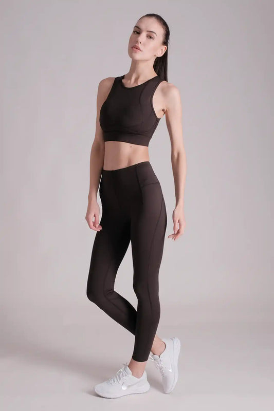 SPWL0038 - Women's Women's ZigZag Seam Pocket Outdoor Leggings 26” - Black