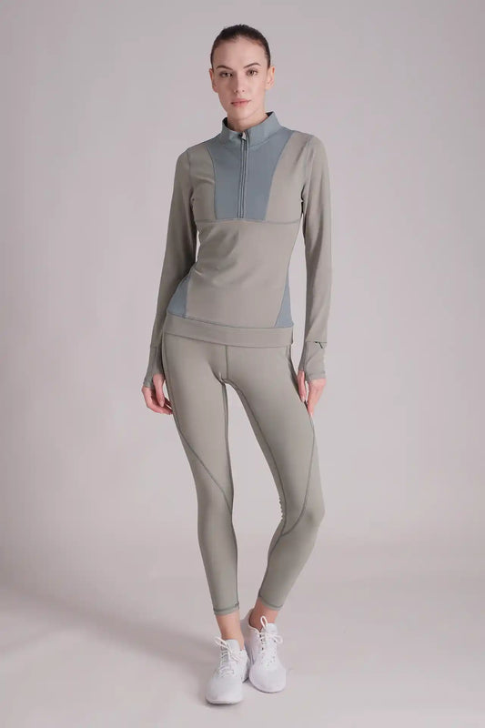 SPWL21001 - Women's Back Zip Pocket Curve Seam Leggings 26” - Green