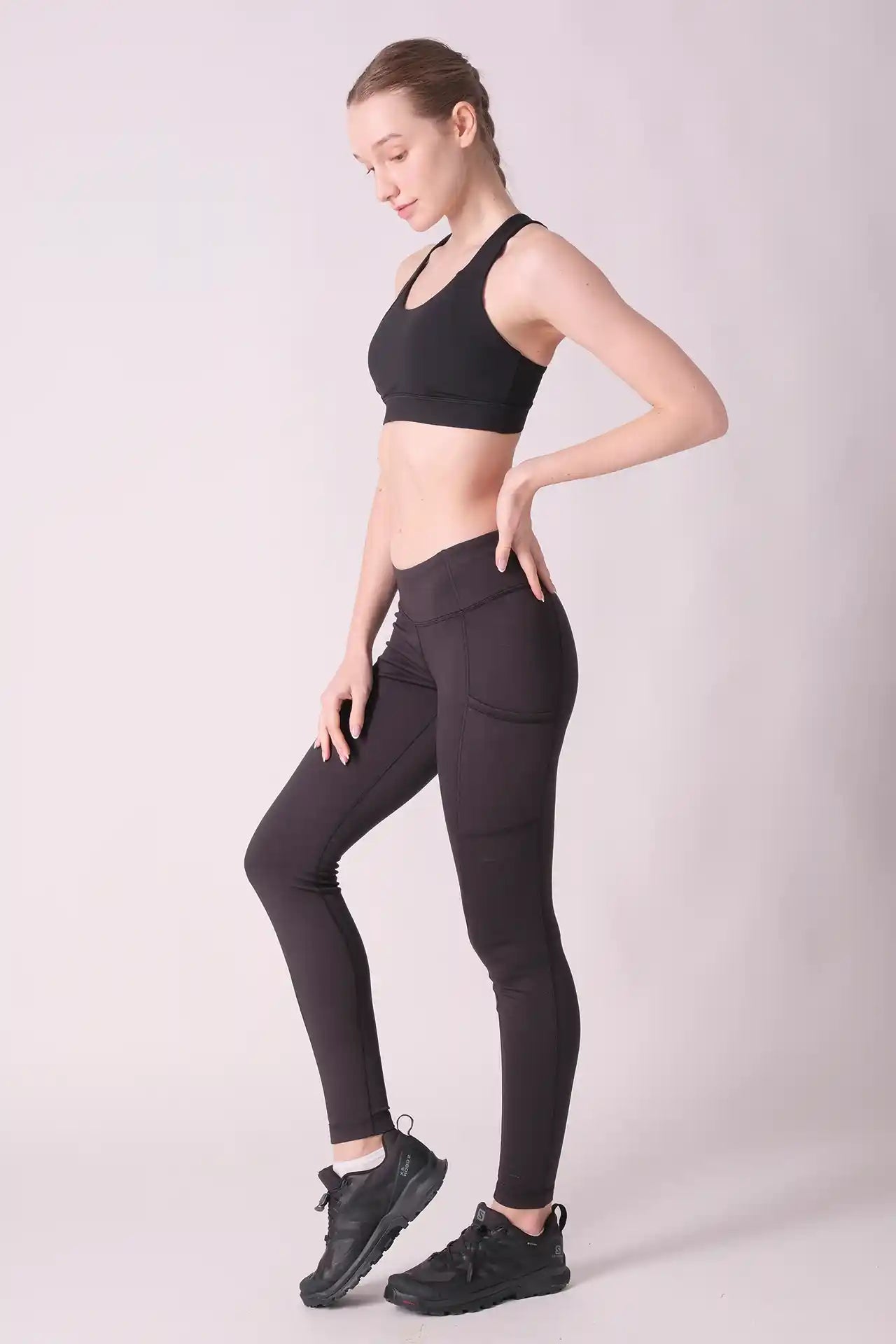 SPWL23001 - Women's Side Pockets Leggings 28" - Black