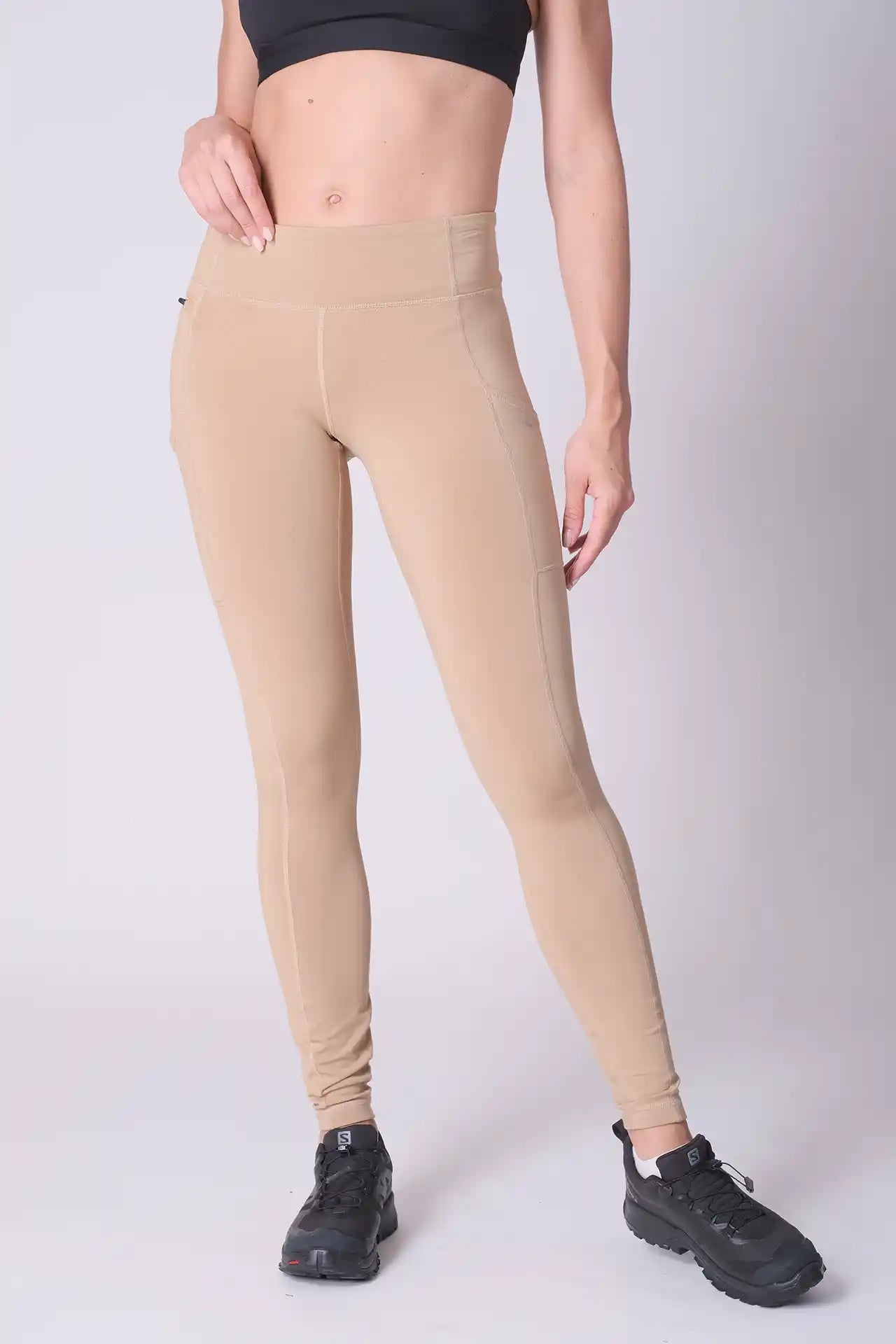 SPWL23001 - Women's Side Pockets Leggings 28" - Tan