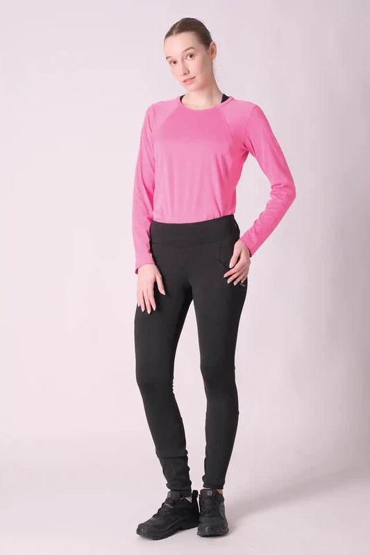 SPWL23002 - Women's Back Mesh Panel Hiking Leggings 28” - Black