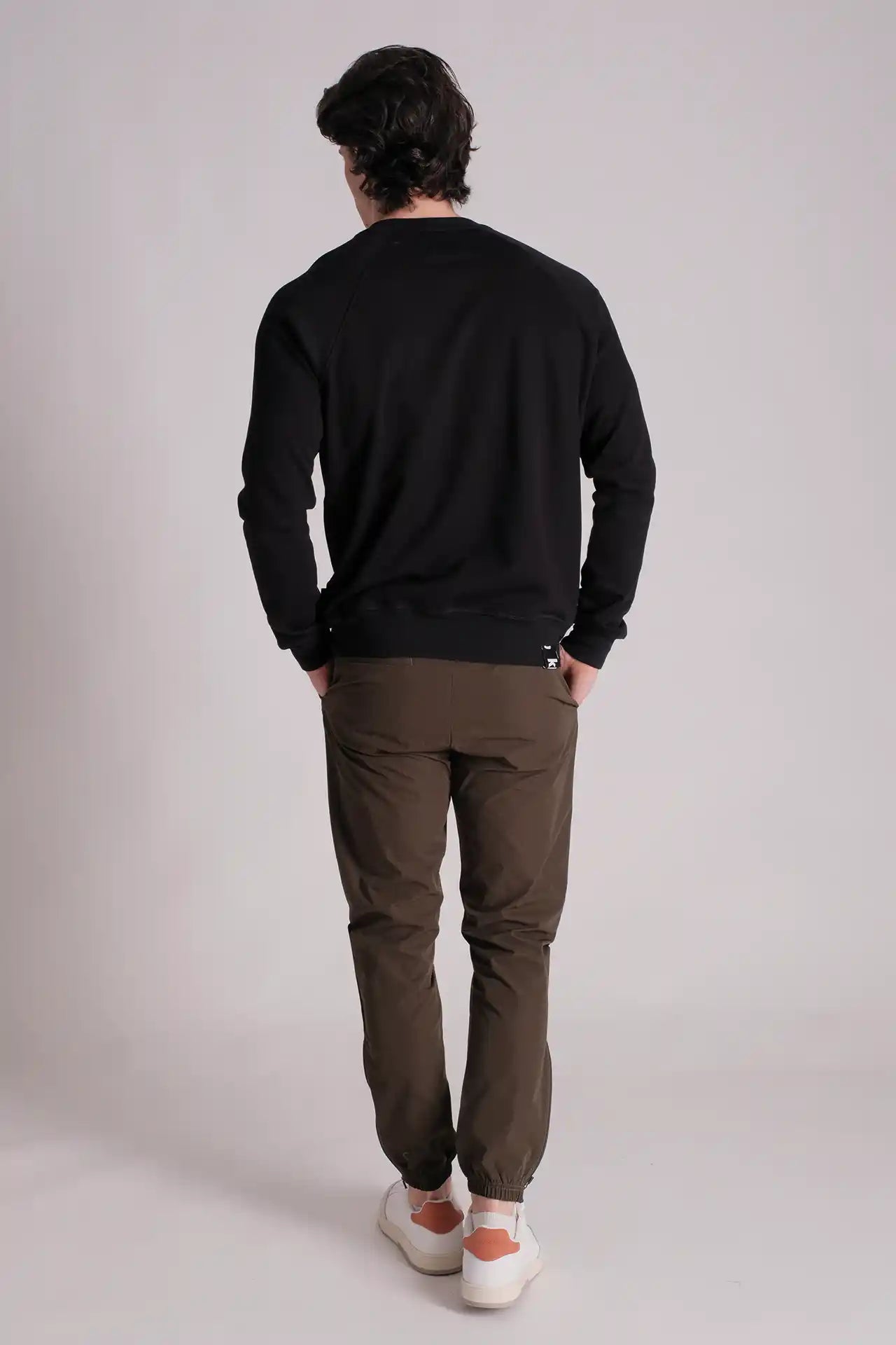 SPM0069 - Finest Cotton French Terry Printed LOGO Crew Sweatshirt - Black