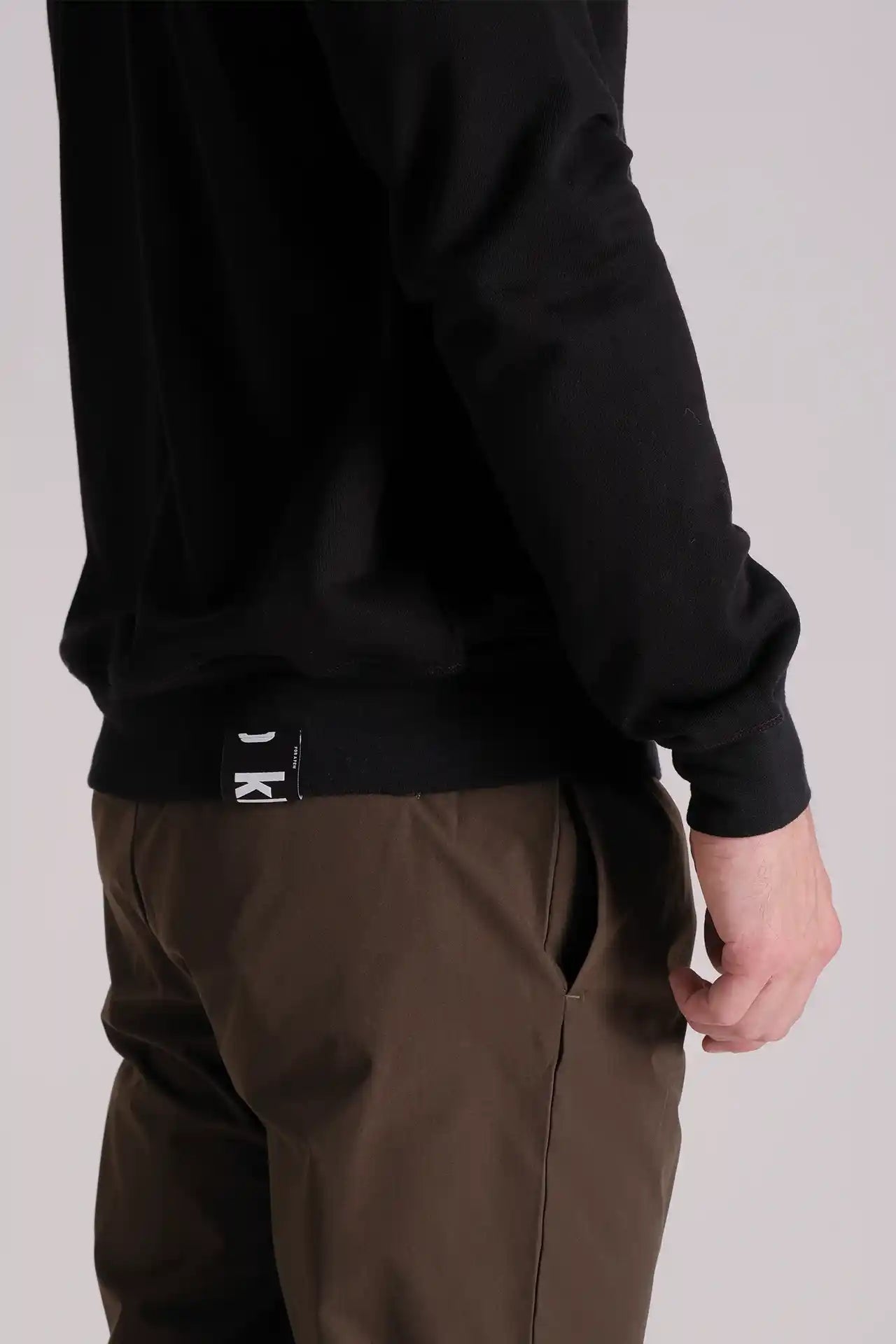 SPM0069 - Finest Cotton French Terry Printed LOGO Crew Sweatshirt - Black