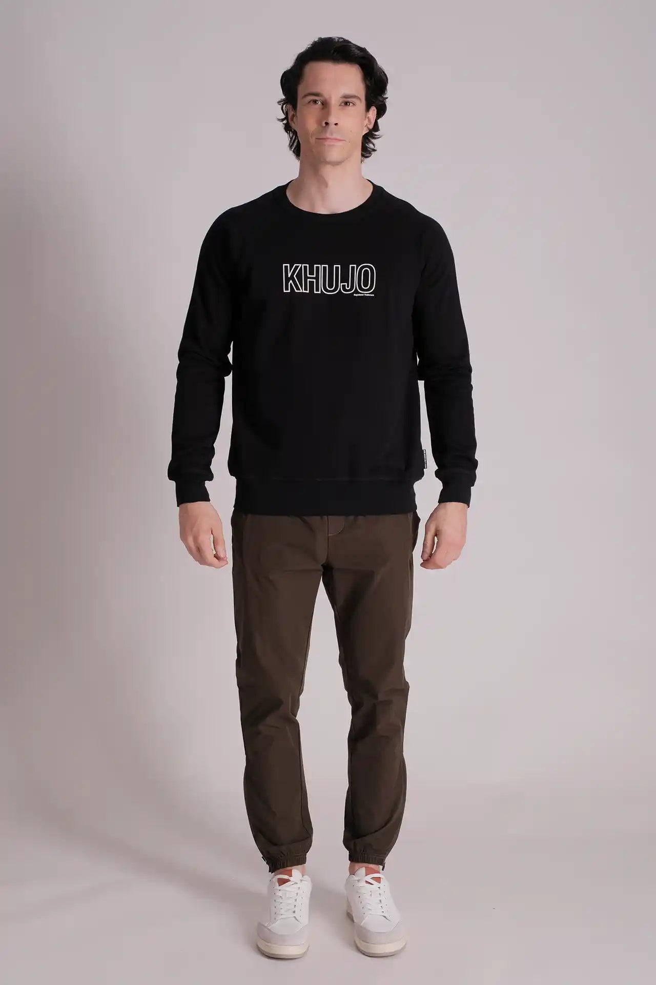 SPM0069 - Finest Cotton French Terry Printed LOGO Crew Sweatshirt - Black