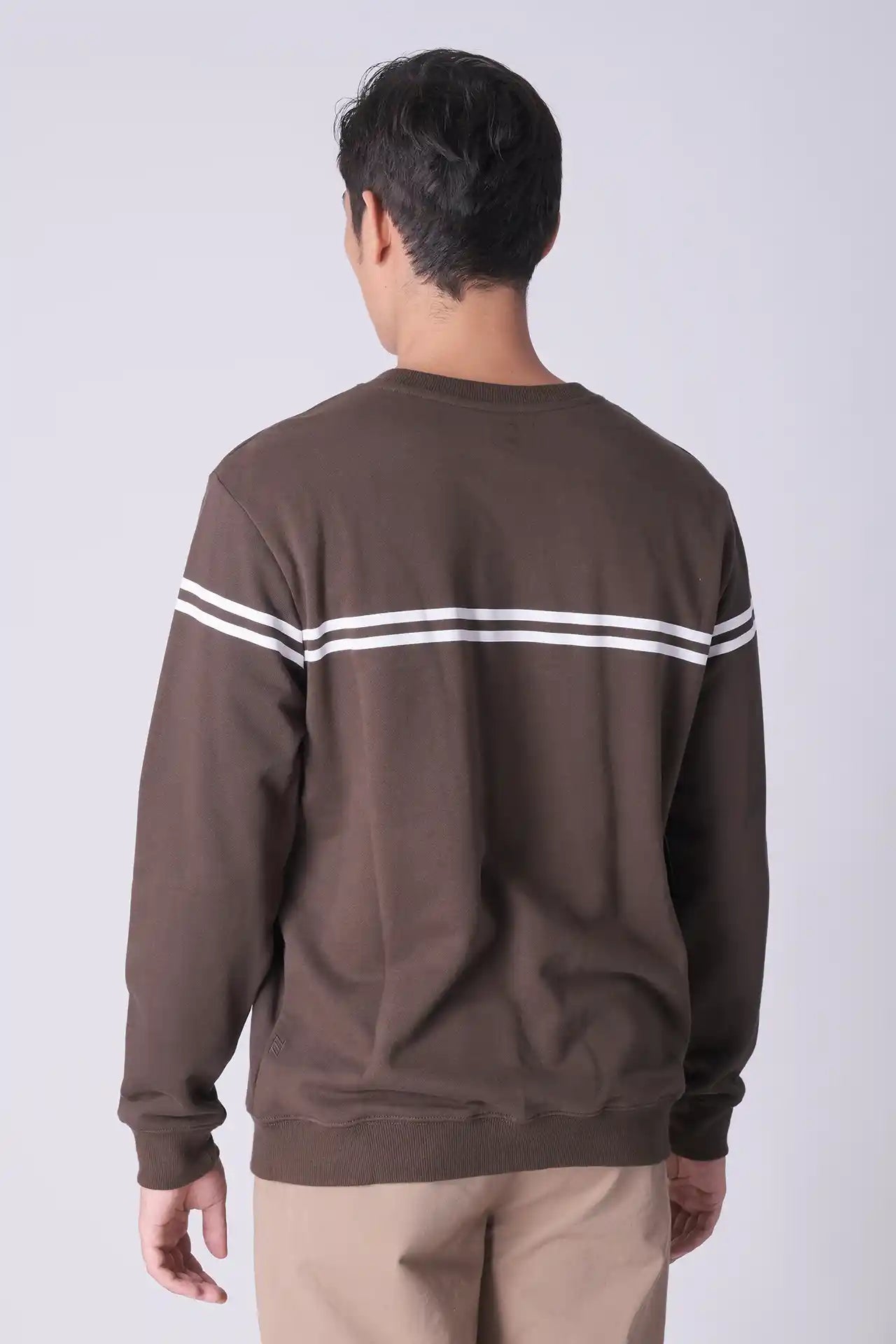 SPM0097 - Finest Cotton Matching Stripe French Terry Sweatshirt - Army