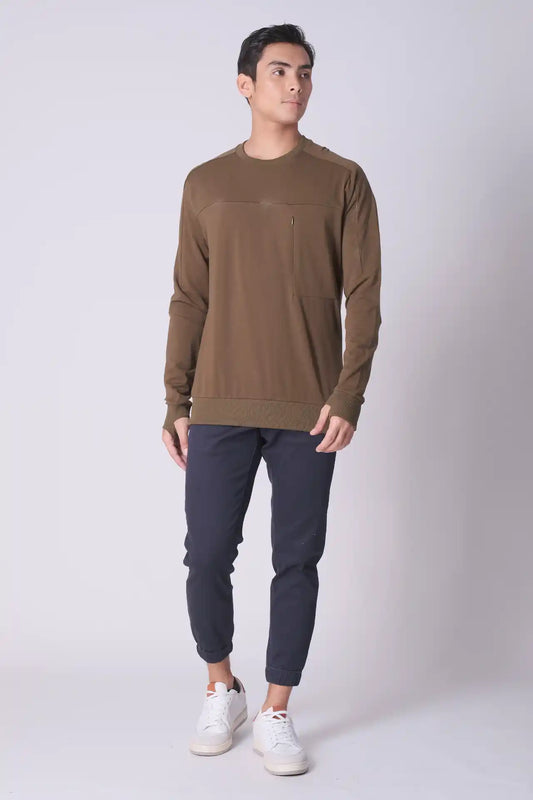 SPM0125 - Stretch French Terry Traveller Sweatshirt - Olive