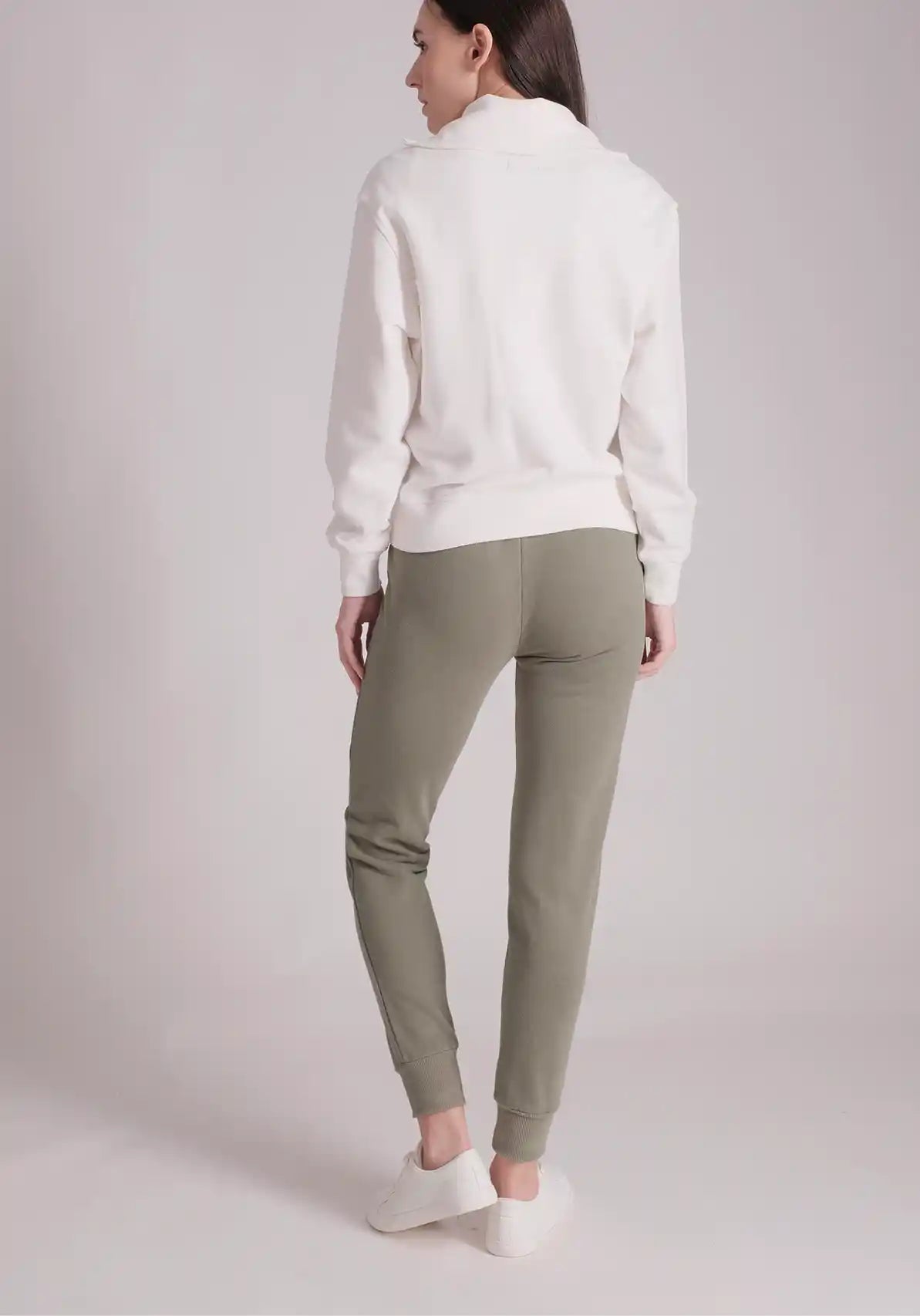 SPWM0153 - Women's Essential High Collar Turtle Neck Half Zip Sweatshirt - White