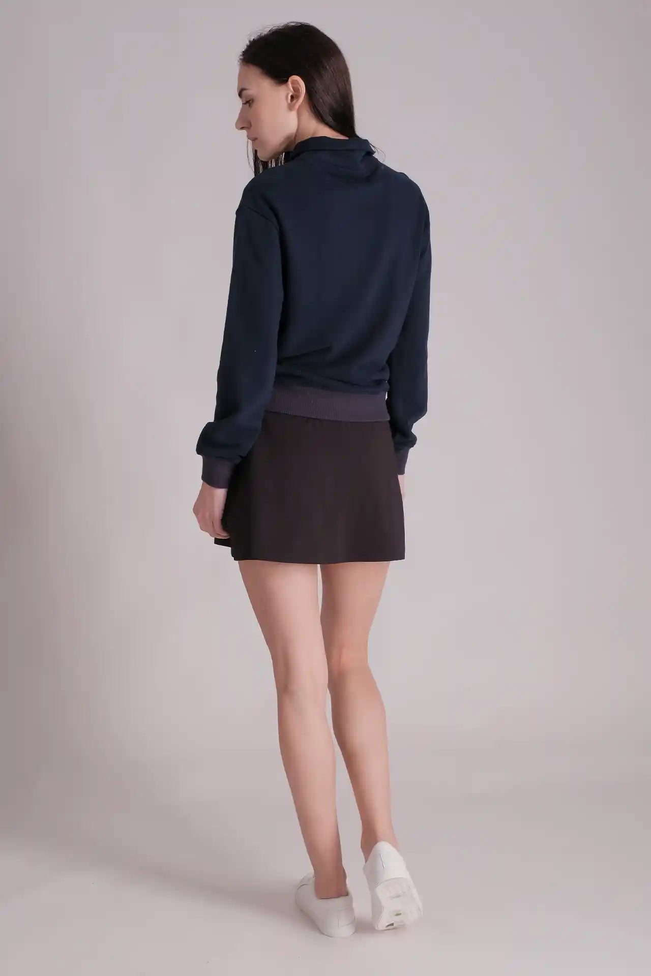 SPWM0154 - Women's Essential Round Collar Half Zip Pullover - Navy