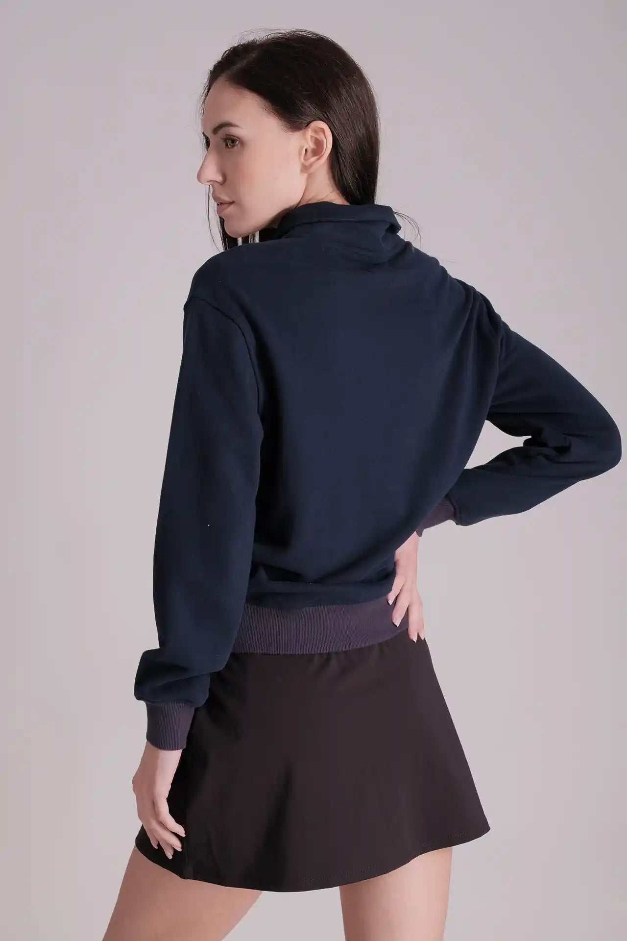SPWM0154 - Women's Essential Round Collar Half Zip Pullover - Navy