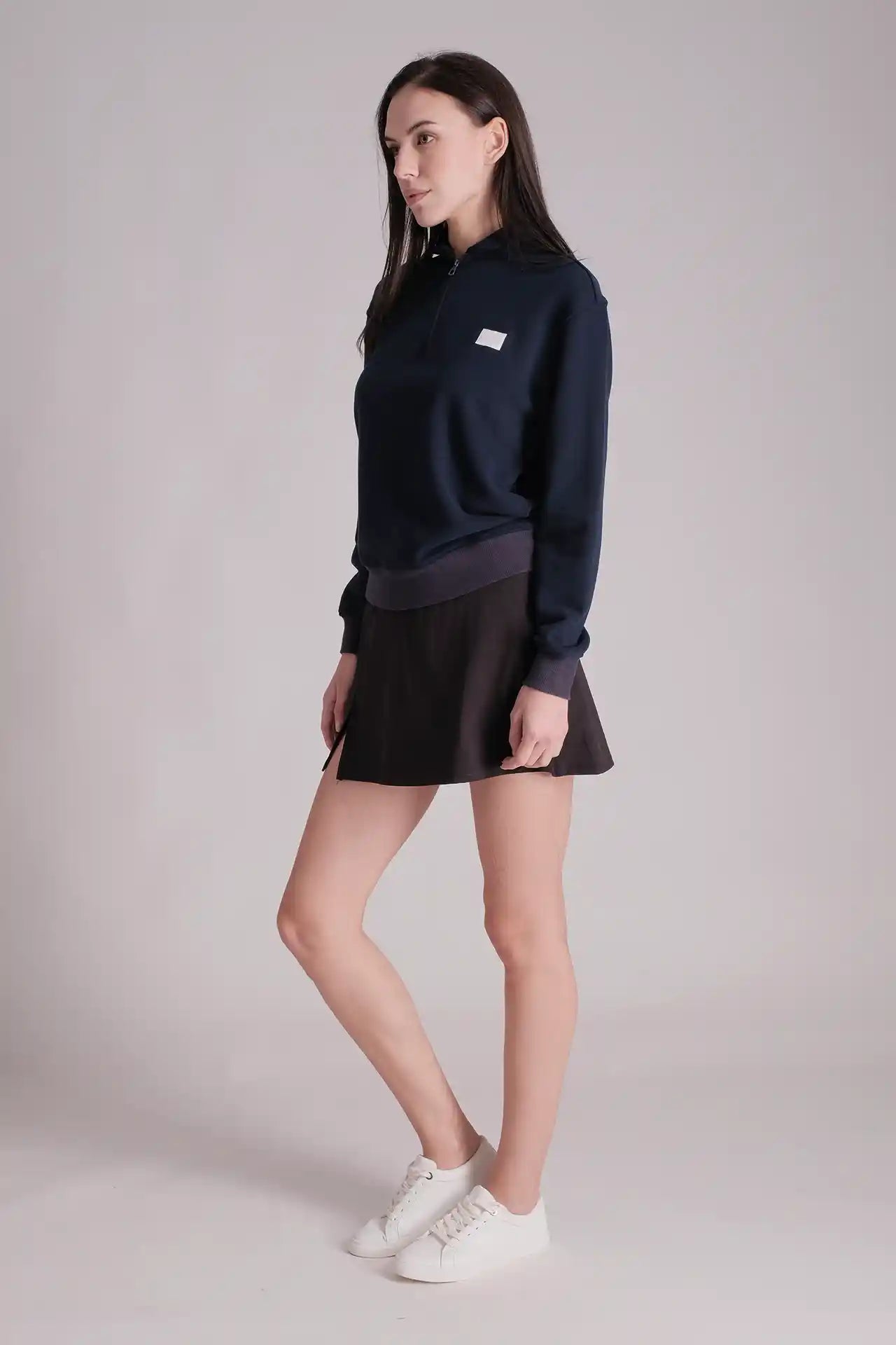 SPWM0154 - Women's Essential Round Collar Half Zip Pullover - Navy