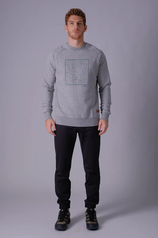 SPM0209 - Ultra Soft Mid-weight Thermal Cotton Blend Polar Fleece Crew Neck Sweatshirt - Heather Grey