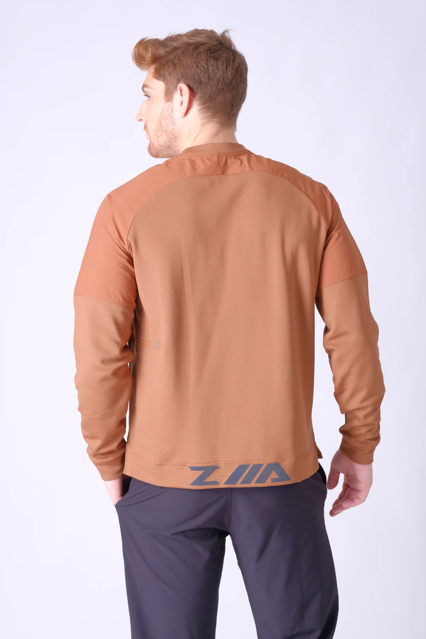 SPM0232 - Stretch Thermal Fleece Raglan Long Sleeve Active Pullover - Orange