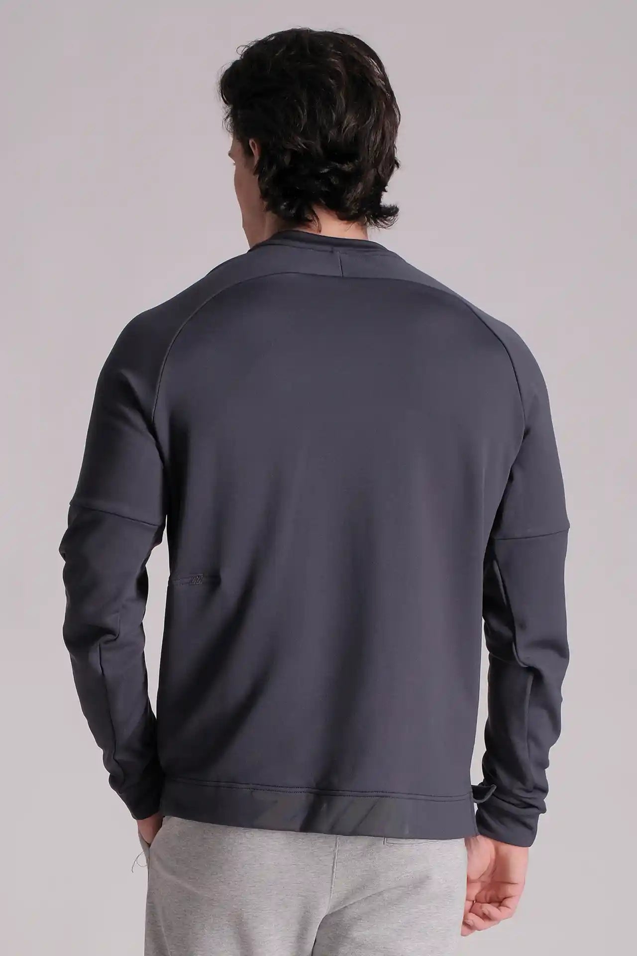 SPM0236 - Stretch Thermal Fleece Long Sleeve Running Pullover - Navy