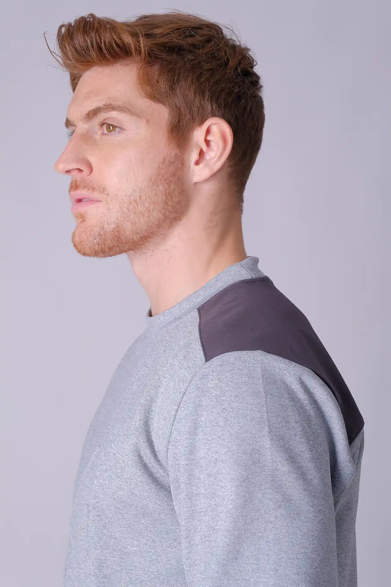 SPM22007 - Stretch Thermal Fleece Embossed Logo Outdoor Pullover - Heather Grey