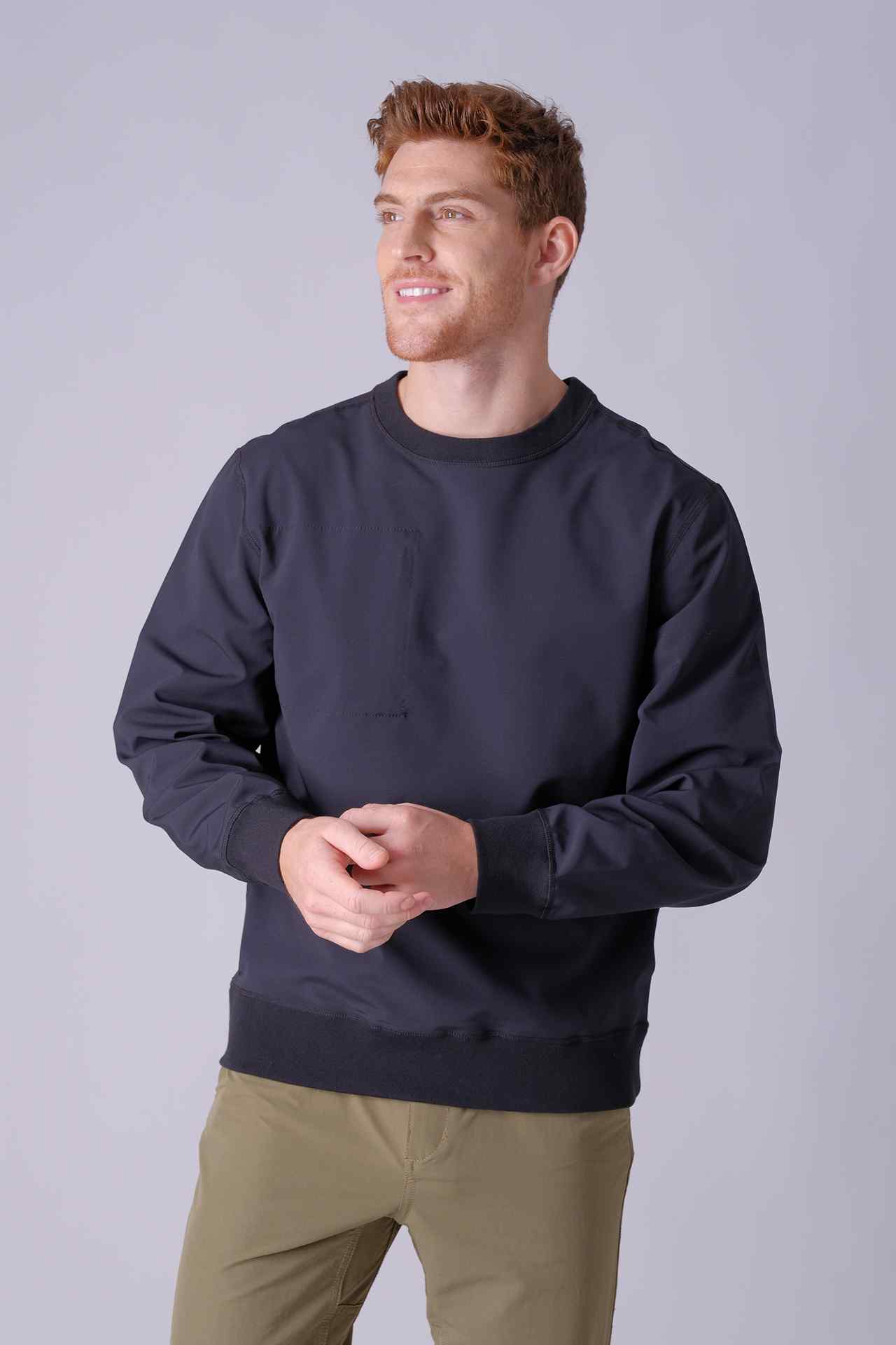 SPM22008 - Reversible Water-Resistant Thermal Crewneck Pullover - Navy