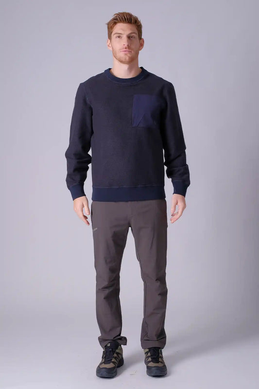 SPM22008 - Reversible Water-Resistant Thermal Crewneck Pullover - Black