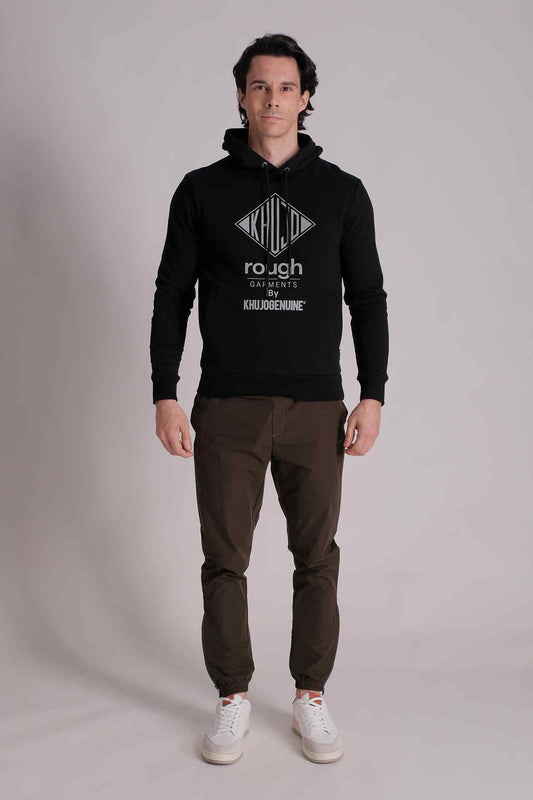 SPN0138 - Finest Cotton French Terry Side Pocket Logo Hoodie - Black