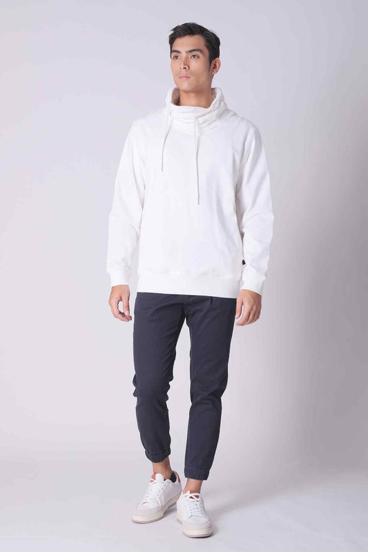 SPN0147 - Finest Cotton French Terry Chimney Collar Sweatshirt - White