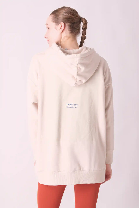 SPWN0154 - Women's Ultra Soft Mid-weight Thermal Cotton Blend Polar Fleece Hoodie - Beige