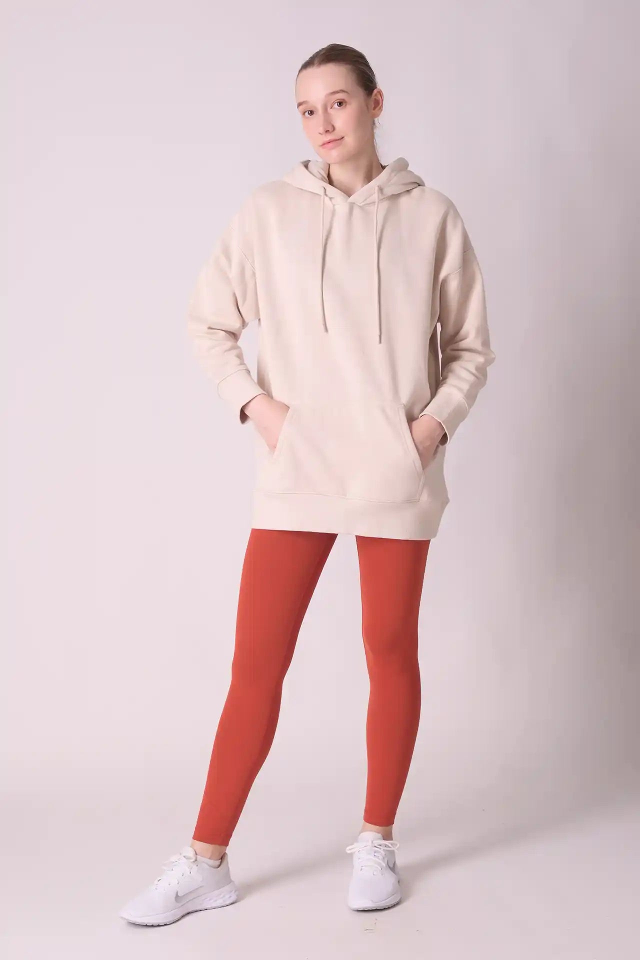 SPWN0154 - Women's Ultra Soft Mid-weight Thermal Cotton Blend Polar Fleece Hoodie - Beige