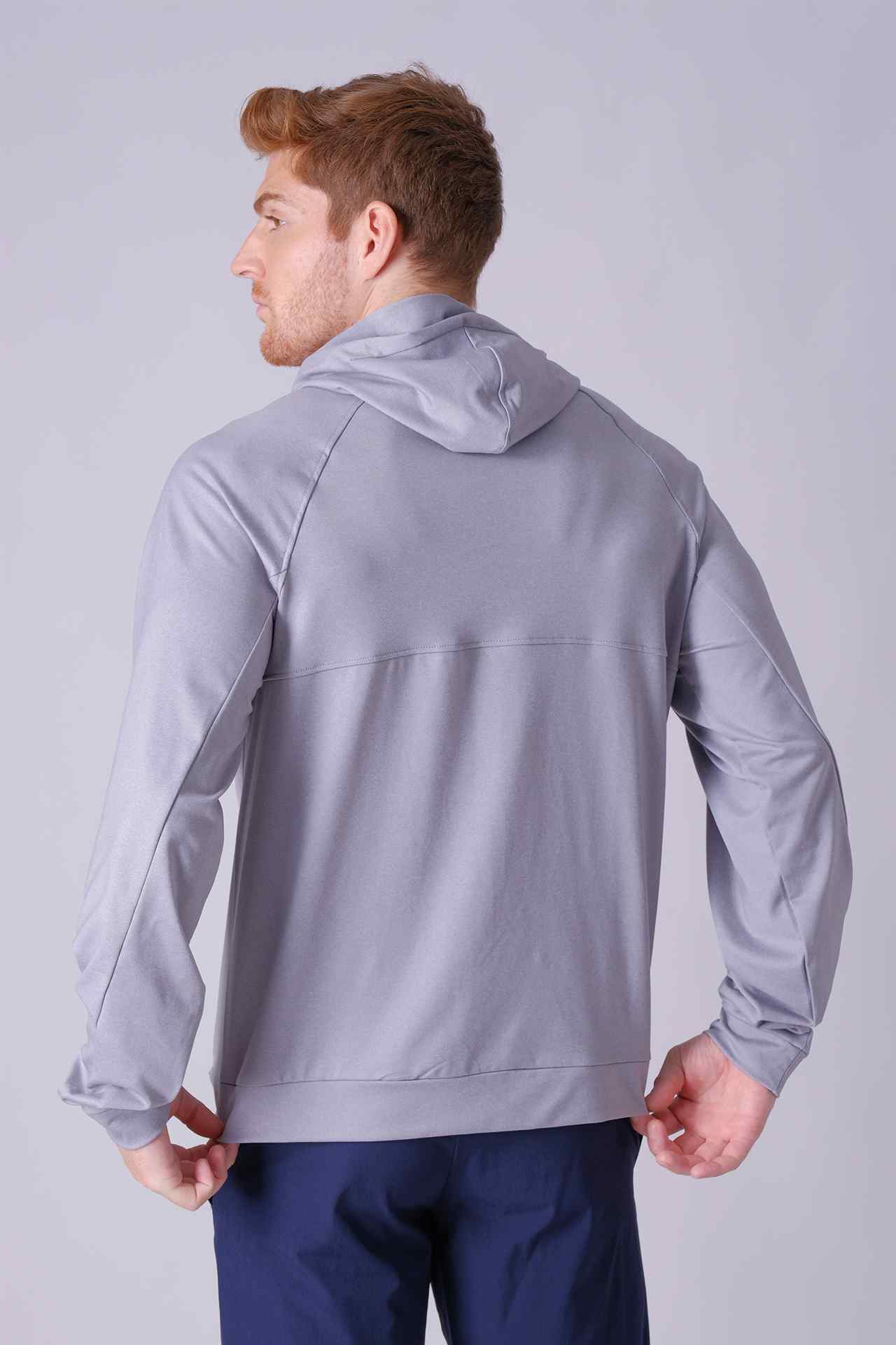 SPN0219 - Mid-weight Stretch Nylon Cozy Half Zip Active Hoodie - Heather Grey