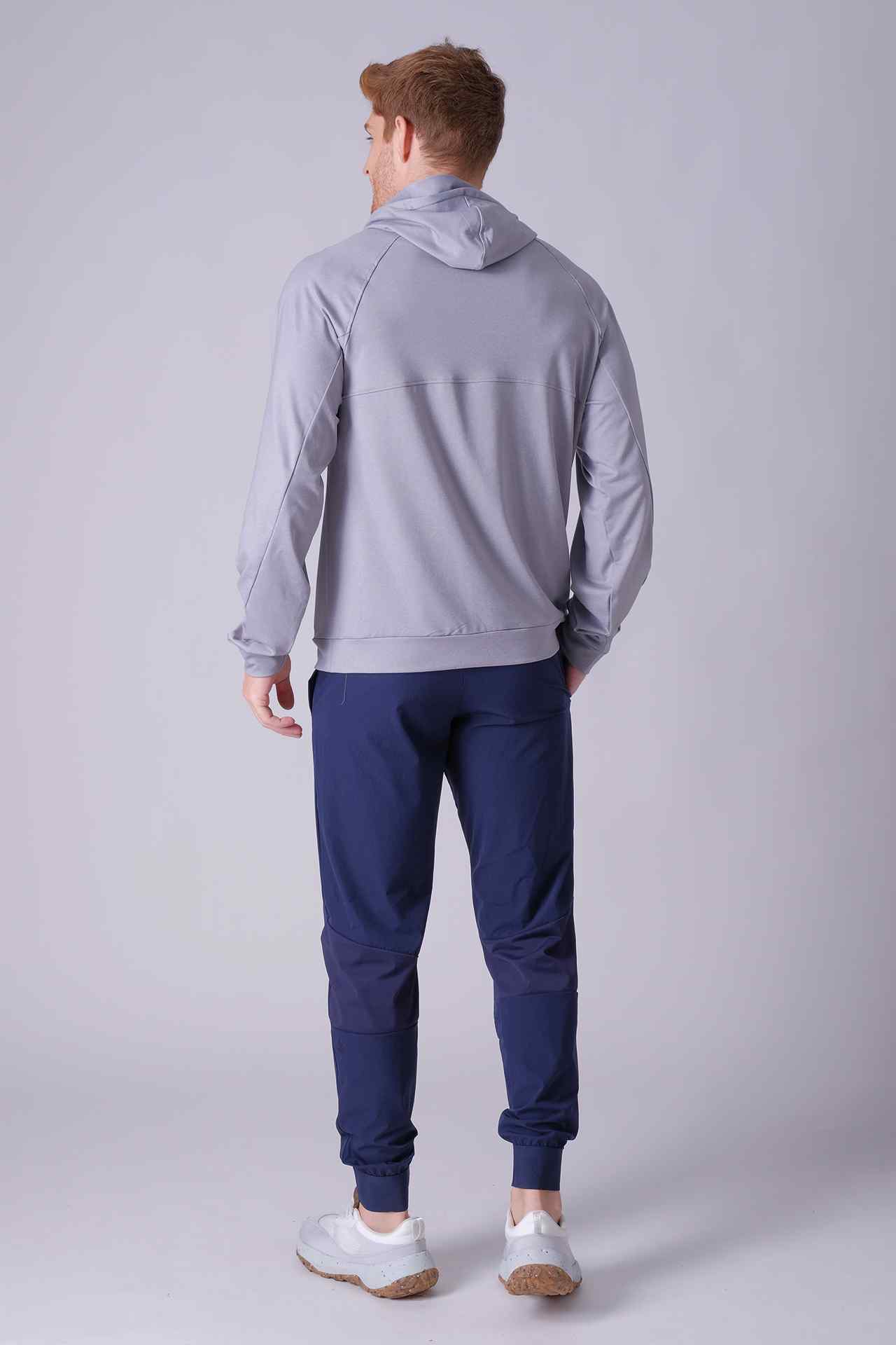 SPN0219 - Mid-weight Stretch Nylon Cozy Half Zip Active Hoodie - Heather Grey