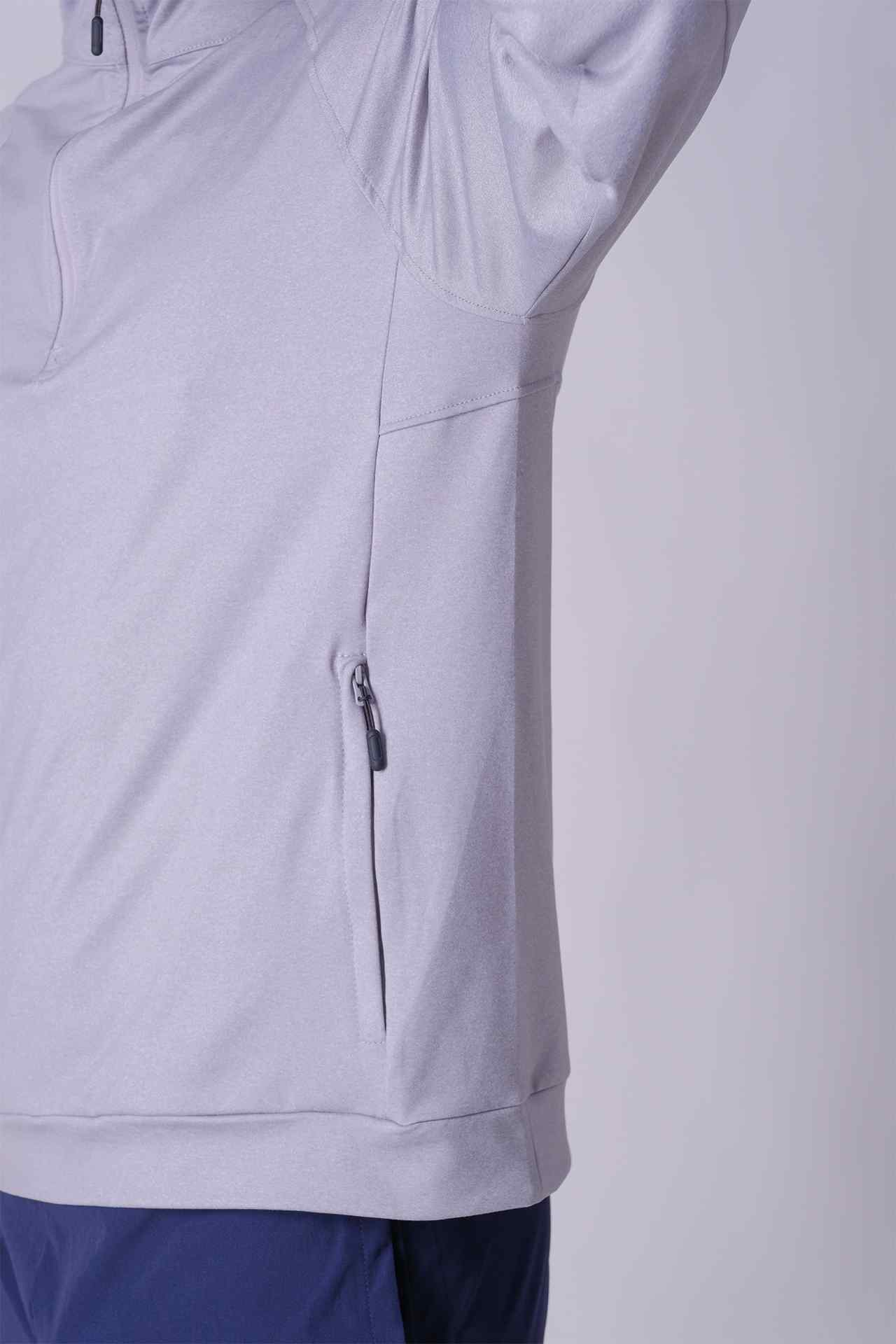 SPN0219 - Mid-weight Stretch Nylon Cozy Half Zip Active Hoodie - Heather Grey