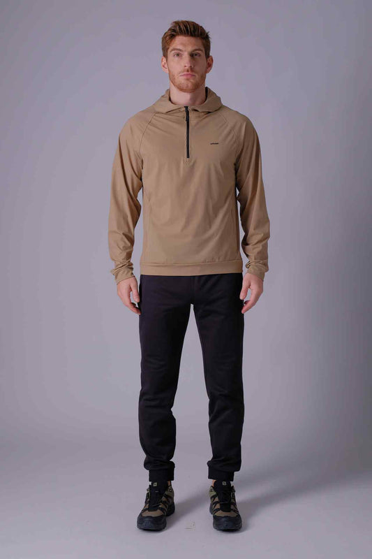 SPN0219 - Lightweight Stretch Half Zip Hiking Hoodie - Khaki