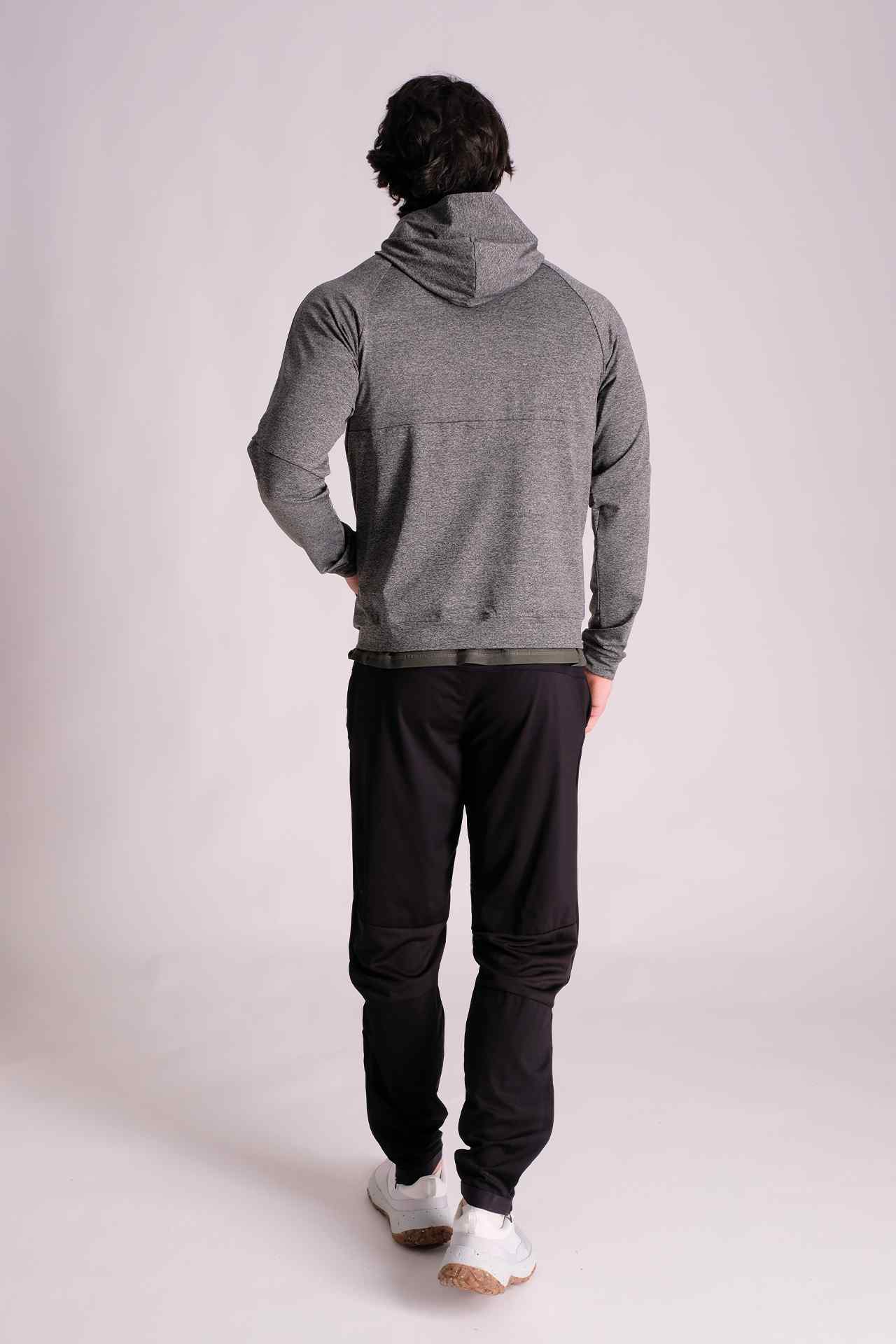 SPN0220 - Thermal Stretch Interlock Raglan Sleeve Full-Zip Hooded Jacket - Heather Grey