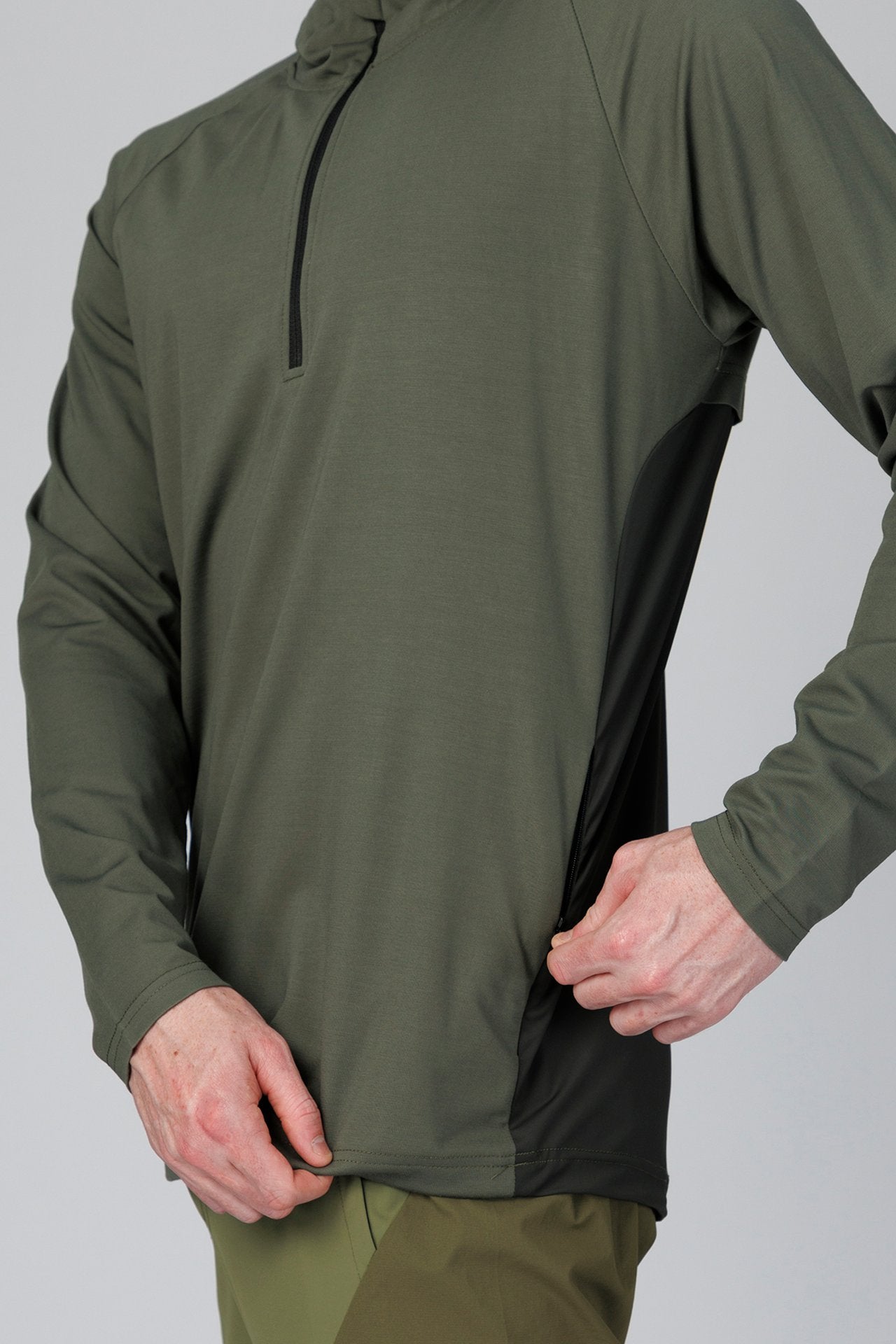 SPN0237 - Ultra Soft Breathable Stretch Performance Half Zip Hoodie - Army