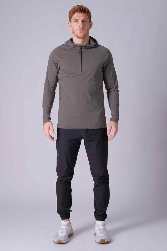 SPN0237 - Ultra Soft Breathable Stretch Performance Half Zip Hoodie - Army