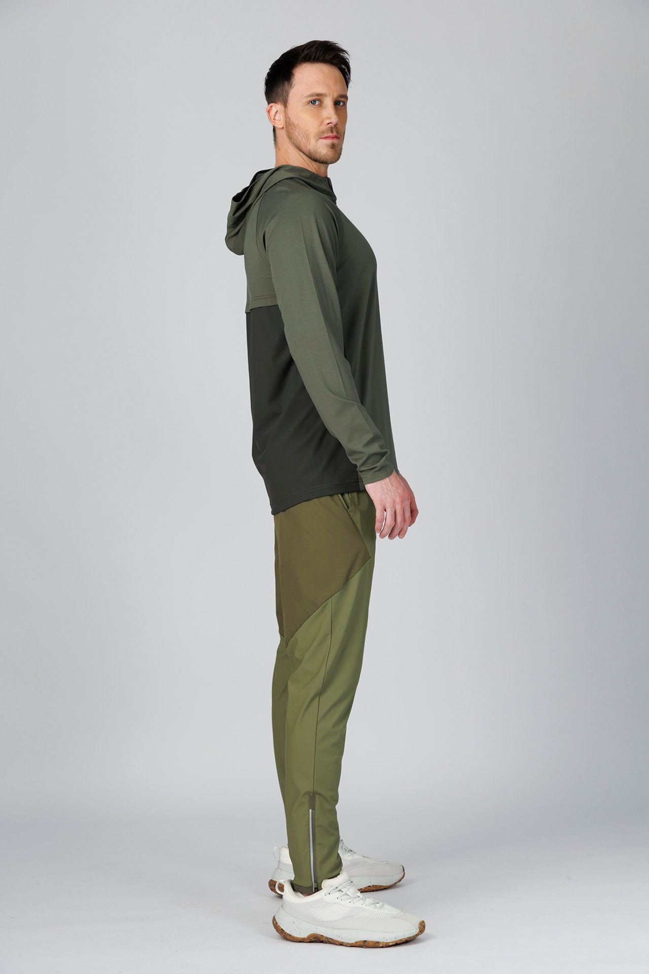 SPN0237 - Ultra Soft Breathable Stretch Performance Half Zip Hoodie - Army